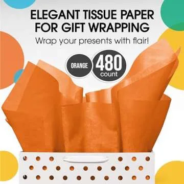 Orange Tissue Paper - Bulk 480 Sheets for Gifts & Packing