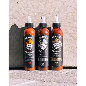 Dustin Poirier's Louisiana Style Hot Sauce Trio by Heartbeat, Fiery Trifecta Made with Natural Ingredients: The Original Louisiana Style, Smoky Sweet Creole Maple and Spicer K.O. Edition, 5 fl oz Bottles (3-Pack)
