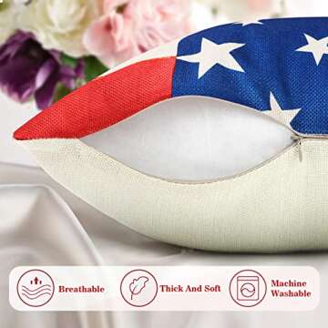 Labor Day Pillow Covers 18x18 Set of 4, Patriotic America Flag Veterans Day Decorations Throw Pillowcase for Home Decor Couch Cushion Case Cover