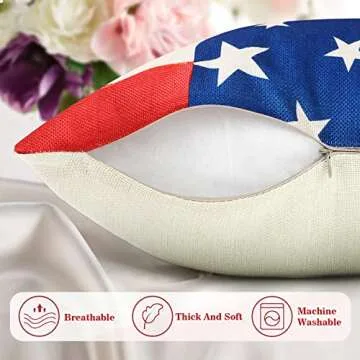 Labor Day Pillow Covers 18x18 Set of 4, Patriotic America Flag Veterans Day Decorations Throw Pillowcase for Home Decor Couch Cushion Case Cover