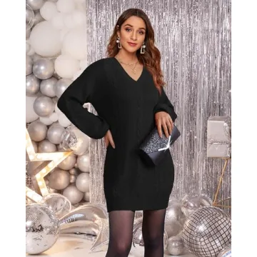 VAFOLY Women’s Trendy Casual V Neck Knit Dress for 2024