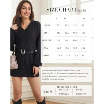 VAFOLY Women’s Trendy Casual V Neck Knit Dress for 2024