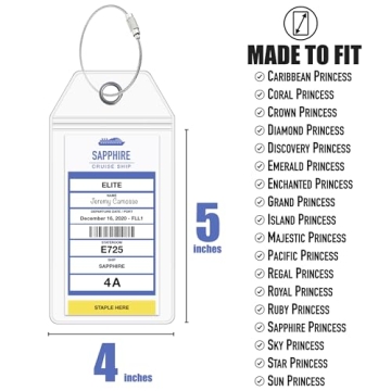 Waterproof Princess Cruise Luggage Tag Holders 4 Pack