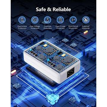 USB Charging Station, Ziwodiv 8-Ports USB Charger Station, 60W/12A Multi Port USB C Hub Charger with LCD Display for Multiple Devices, Compact Desktop Charging for iPhone iPad Samsung Android Tablet