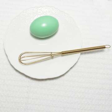 Mini Whisks 7 inch 4Pcs Stainless Whisk, Hand Egg Mixer for Flour Cake Egg, Kitchen Cooking Baking Use Whisk （Gold）