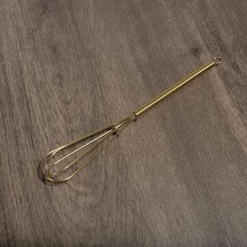 Mini Whisks 7 inch 4Pcs Stainless Whisk, Hand Egg Mixer for Flour Cake Egg, Kitchen Cooking Baking Use Whisk （Gold）