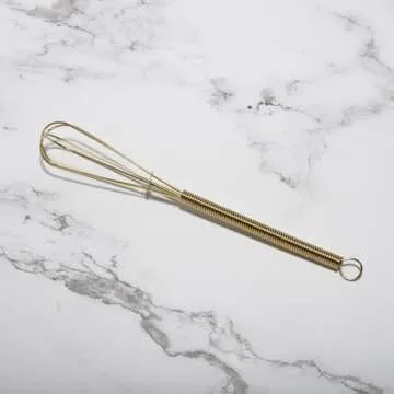 Mini Whisks 7 inch 4Pcs Stainless Whisk, Hand Egg Mixer for Flour Cake Egg, Kitchen Cooking Baking Use Whisk （Gold）