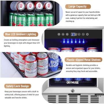 ORYMUSE 15'' Beverage Refrigerator - Stylish Cooling Solution