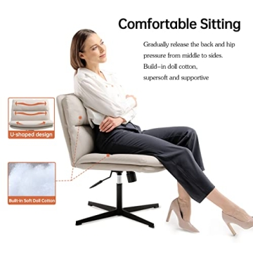 EMIAH Armless Office Chair Ergonomic Adjustable Comfort