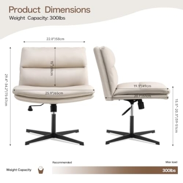 EMIAH Armless Office Chair Ergonomic Adjustable Comfort