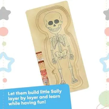 Kidzlane African American Boy Wooden My Body Puzzle for Toddlers and Kids - 29 Piece Girls Anatomy Puzzle Kid Play Set - Layered Wooden Anatomy Puzzle - Preschool Game, Montessori Skeleton Toy