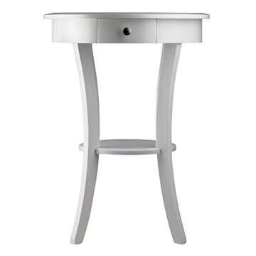 Winsome Sasha Round Accent Table with Drawer and Shelf, for Bedroom, Living Room, 27", White