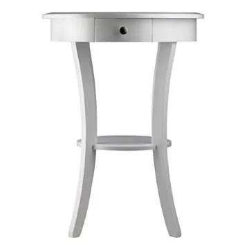 Winsome Sasha Round Accent Table with Drawer and Shelf, for Bedroom, Living Room, 27", White