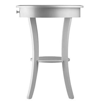 Winsome Sasha Round Accent Table with Drawer and Shelf, for Bedroom, Living Room, 27", White
