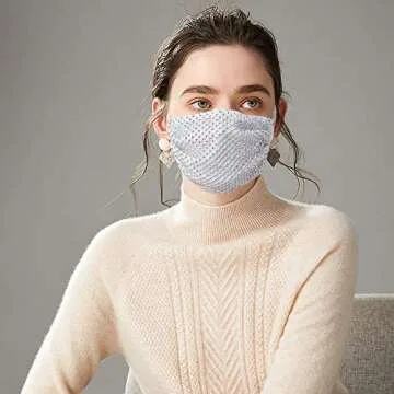 RUNHOOD Rhinestone Face Masks: Stylish & Adjustable for All Ages