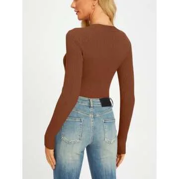 LILLUSORY Sweaters for Women Fall Outfits 2024 Long Sleeve Shirts for Women Knit Pullover Sweater Tops Clothes Caramel S