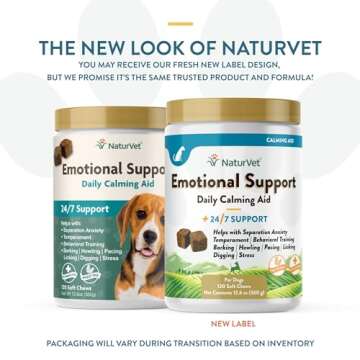 NaturVet Emotional Support Daily Calming Aid Dog Supplement - Helps Promote 24/7 Normal, Calm Behavi...