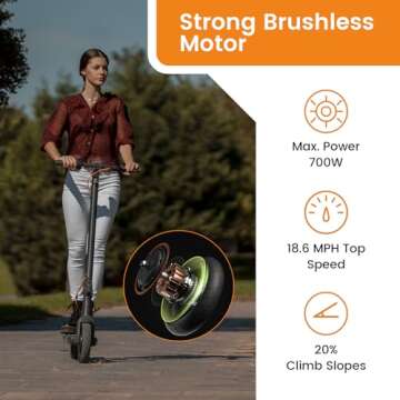 NAVEE Electric Scooter N40, 700W Max Power, 10" Pneumatic Tires, 25-30 Miles Range & 19 MPH Speed, Dual Brake System, IPX4 Waterproof, Commuter E-Scooter for Adults 220lbs