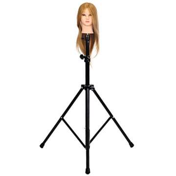 Kaleurrier Adjustable Tripod Stand Mannequin Head Holder for Cosmetology Hairdressing Training Head Practice Doll Head Canvas Head Wig head with Carry Bag