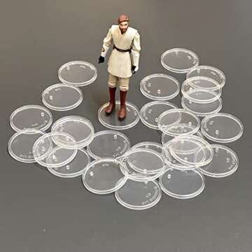 FIGURESLAB 30Pcs 37.5mm wide Round Clear Action Figure Display Stands Fit for 3.75” MODERN Star Wars / MODERN Gi Joe / Marvel Legends Figure toy
