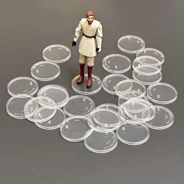 FIGURESLAB 30Pcs 37.5mm wide Round Clear Action Figure Display Stands Fit for 3.75” MODERN Star Wars / MODERN Gi Joe / Marvel Legends Figure toy