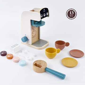 PairPear Kids Wooden Coffee Maker Espresso Machine Set