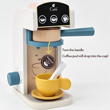 PairPear Kids Wooden Coffee Maker Espresso Machine Set