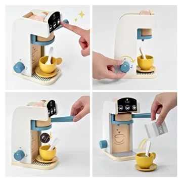 PairPear Kids Wooden Coffee Maker Espresso Machine Set