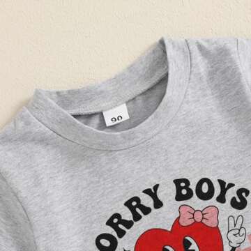 Baby Boy Girl Valentines Day Outfit Letters Heart Graphic Tee Shirts Tops Toddler Boy Valentines Day Shirt