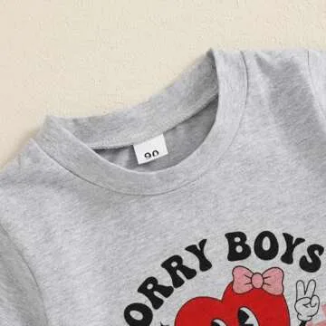 Baby Boy Girl Valentines Day Outfit Letters Heart Graphic Tee Shirts Tops Toddler Boy Valentines Day Shirt