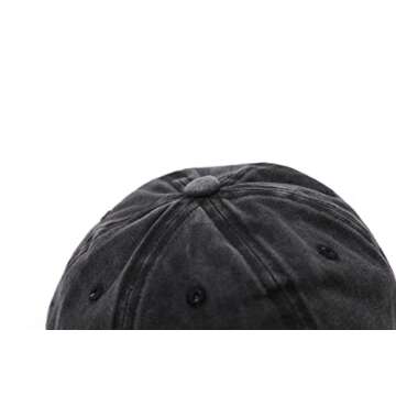 Womens Distressed Baseball Cap Plain Solid Color Adjustable Vintage Mens Sport Hat Unisex Versatile Washed Dad Hat (Black)