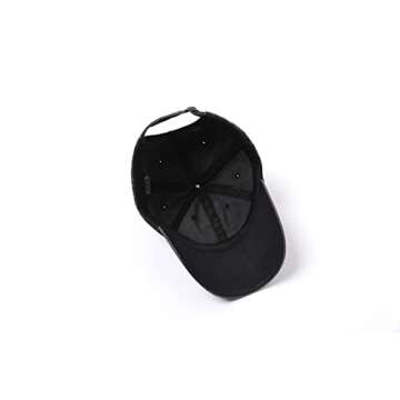 Womens Distressed Baseball Cap Plain Solid Color Adjustable Vintage Mens Sport Hat Unisex Versatile Washed Dad Hat (Black)