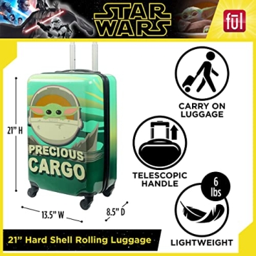 Star Wars Grogu Kids Rolling Luggage Hardshell Carry-On