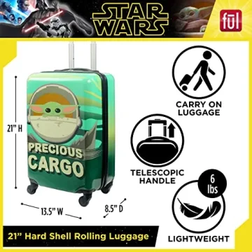 Star Wars Grogu Kids Rolling Luggage Hardshell Carry-On