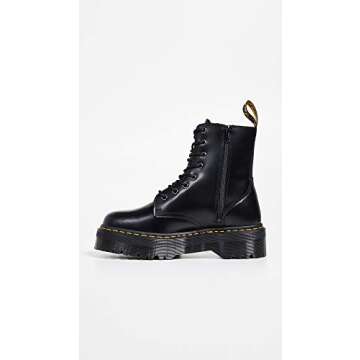 Dr. Martens, Jadon 8-Eye Leather Platform Boot for Men and Women, Black Polished Smooth, 8 US Women/7 US Men