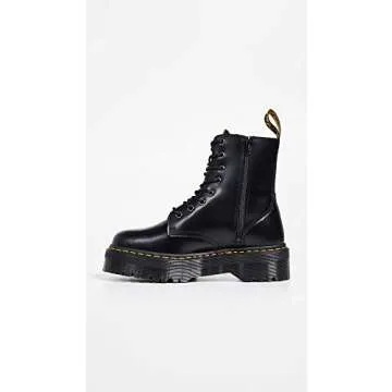 Dr. Martens, Jadon 8-Eye Leather Platform Boot for Men and Women, Black Polished Smooth, 8 US Women/7 US Men