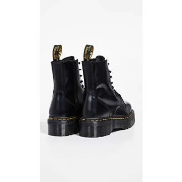 Dr. Martens, Jadon 8-Eye Leather Platform Boot for Men and Women, Black Polished Smooth, 8 US Women/7 US Men