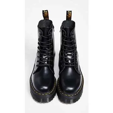 Dr. Martens, Jadon 8-Eye Leather Platform Boot for Men and Women, Black Polished Smooth, 8 US Women/7 US Men