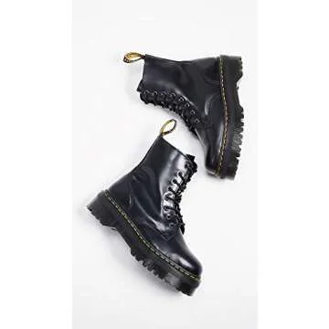 Dr. Martens, Jadon 8-Eye Leather Platform Boot for Men and Women, Black Polished Smooth, 8 US Women/7 US Men