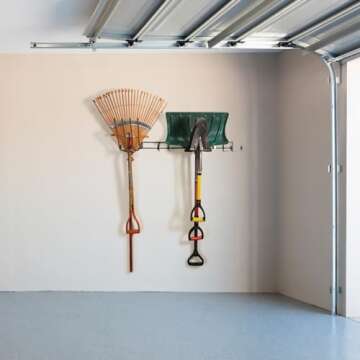 Heavy Duty Garage Tool Hanger, Shovels, Rakes, Brooms, Lawn Equipment, and More