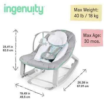 Ingenuity Keep Cozy 3-in-1 Grow with Me Vibrating Baby Bouncer, Seat & Infant to Toddler Rocker, Vibrations & -Toy Bar, 0-30 Months Up to 40 lbs (Weaver)