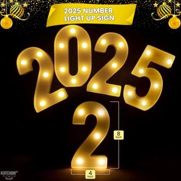 KatchOn, LED Light Up Numbers 2025-8.2 Inch, Light Up 2025 Sign | 2025 Number Light Up Sign for Happ...