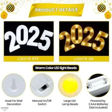 KatchOn, LED Light Up Numbers 2025-8.2 Inch, Light Up 2025 Sign | 2025 Number Light Up Sign for Happy Graduation Decorations 2025 | LED Graduation 2025 Sign for Graduation Party Supplies 2025