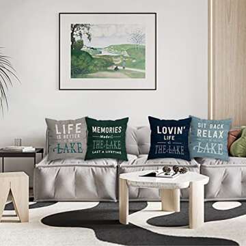 HUYAW Vintage Life is Better at The Lake Memories Made at The Lake Last A Life Time Throw Pillow Cov...