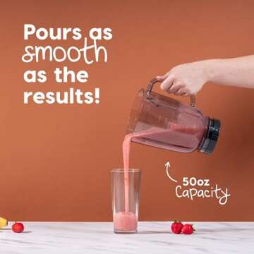 IRIS USA 3-Speed High-Power Professional-grade Countertop & Kitchen Blender - 50 oz Tritan Jar, Titanium-Coated Stainless Steel -Blades, Miami White -for Smoothies, Frozen Drinks, Protein Shakes