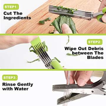 LUVCOSY Herb Scissors, Premium Stainless Steel 5 Blade Kitchen Salad Scissors Dishwasher Safe, Sharp...