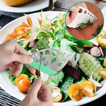LUVCOSY Herb Scissors, Premium Stainless Steel 5 Blade Kitchen Salad Scissors Dishwasher Safe, Sharp and Convenient 5 Blade Kitchen Scissors with Safety Cover, Herb Stripping Tool and Cleaning Comb