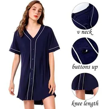 Comfy OLIKEME Nightgown with Buttons and Pockets