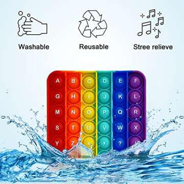 Proweber Alphabet Pop Fidget Toy Letters ABC Numbers Learning and Educational Toys Square Sensory Toys Popper Games Stress Relief Gifts for Kids 2 Packs Single Side(Uppercase and Lowercase Letters)