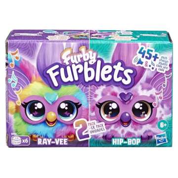 Furby Furblets 2-Pack, Mini Friends Ray-Vee & Hip-Bop, 45+ Sounds Each, Music & Furbish Phrases, Ele...